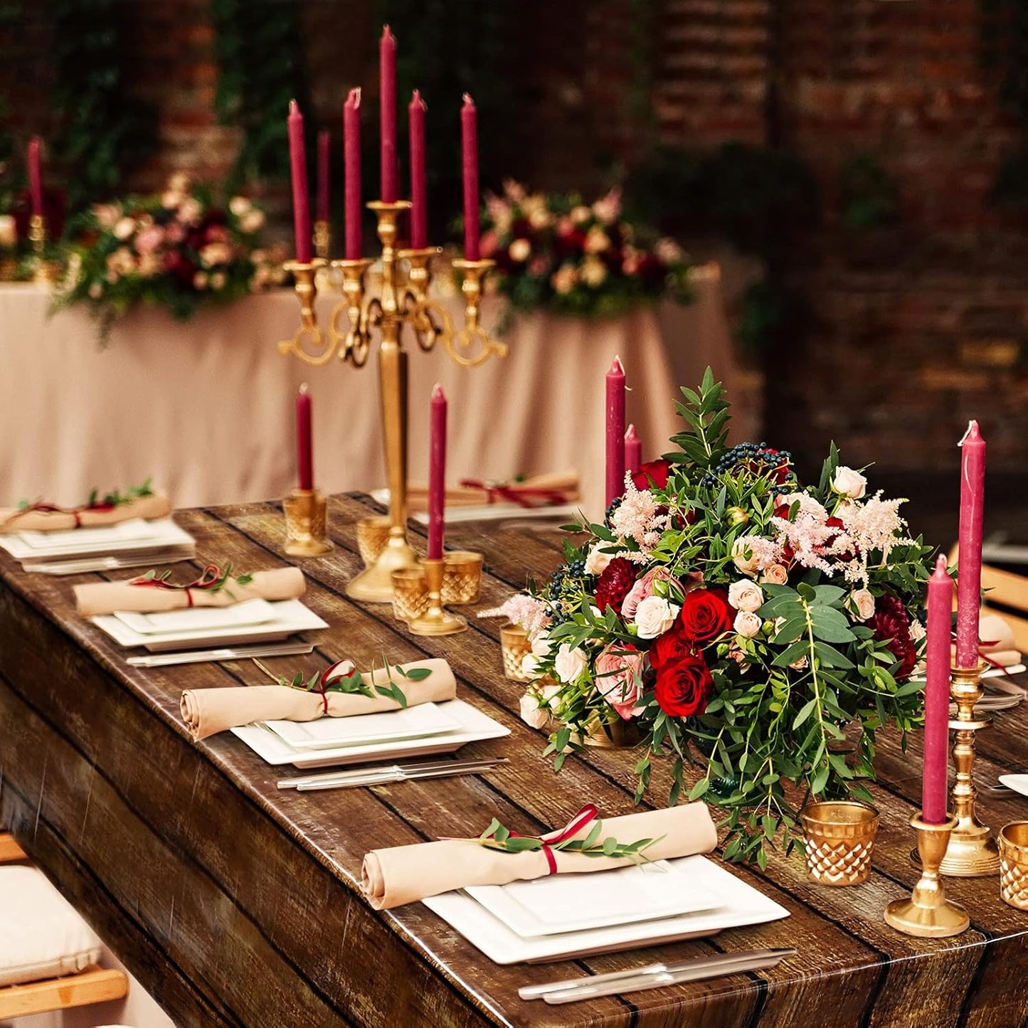 3-Piece Rustic Brown Wood-Grain Tablecloth Set
