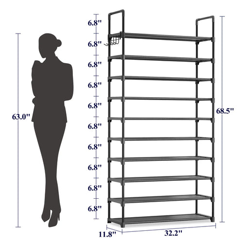 3–10 Tier Shoe Rack Organizer – Space-Saving Storage Shelf with Side Handles for Closet, Entryway & Bedroom