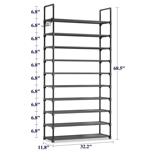 3–10 Tier Shoe Rack Organizer – Space-Saving Storage Shelf with Side Handles for Closet, Entryway & Bedroom