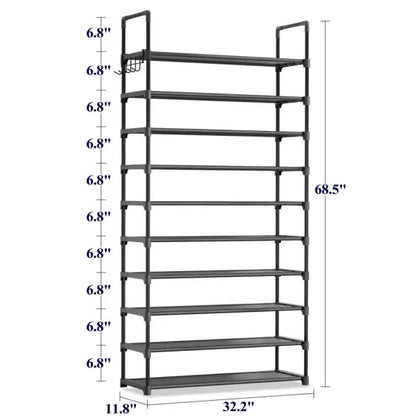3–10 Tier Shoe Rack Organizer – Space-Saving Storage Shelf with Side Handles for Closet, Entryway & Bedroom
