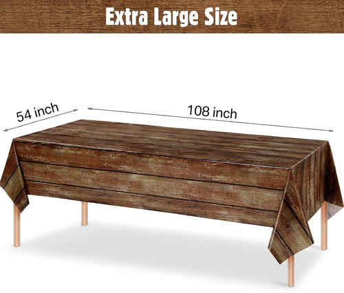3-Piece Rustic Brown Wood-Grain Tablecloth Set