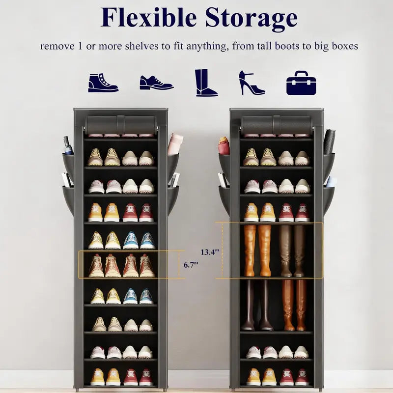 3–10 Tier Shoe Rack Organizer – Space-Saving Storage Shelf with Side Handles for Closet, Entryway & Bedroom