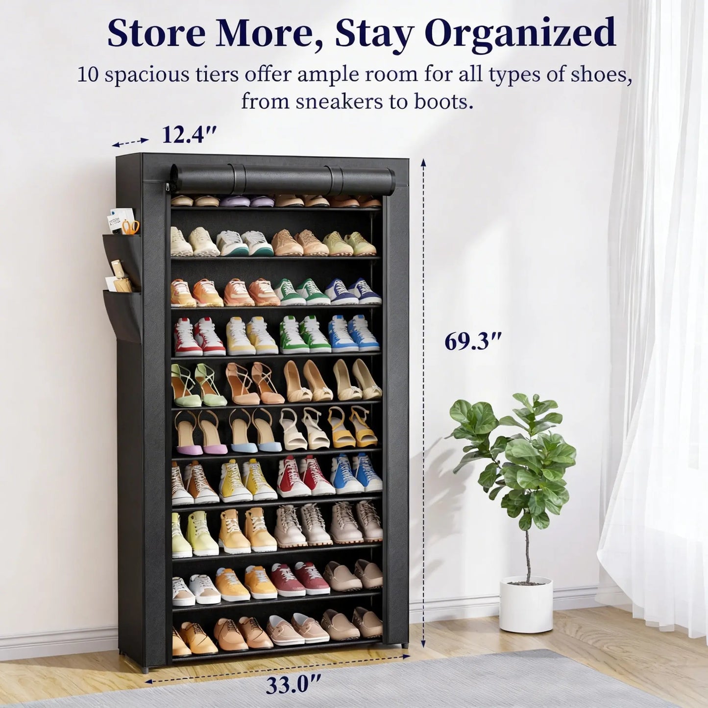 3–10 Tier Shoe Rack Organizer – Space-Saving Storage Shelf with Side Handles for Closet, Entryway & Bedroom
