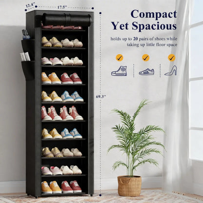 3–10 Tier Shoe Rack Organizer – Space-Saving Storage Shelf with Side Handles for Closet, Entryway & Bedroom